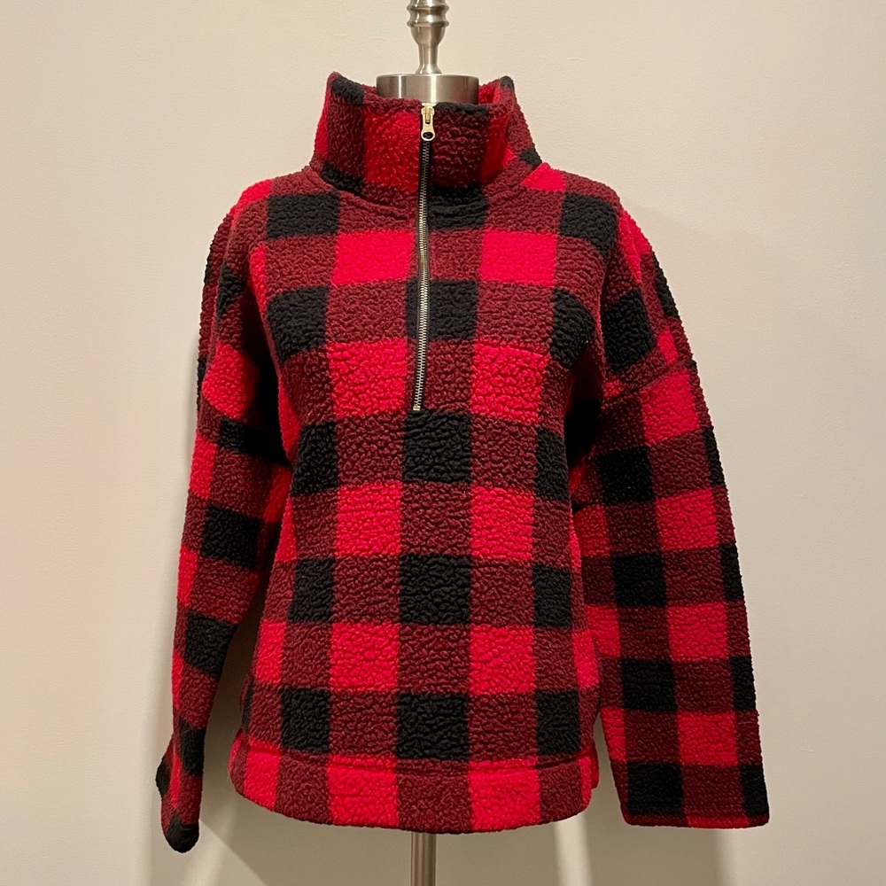 Old Navy Red and Black Plaid Sweater